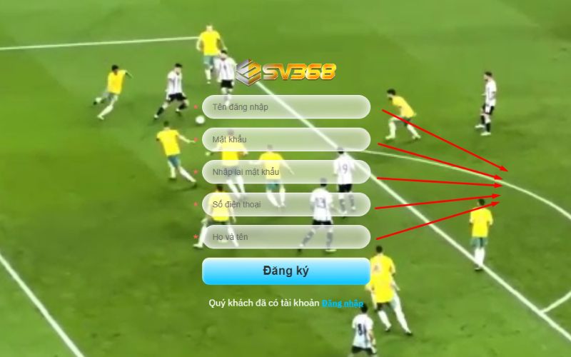 Anh em cần điền đầy đủ thông tin của mình để đăng ký SV368