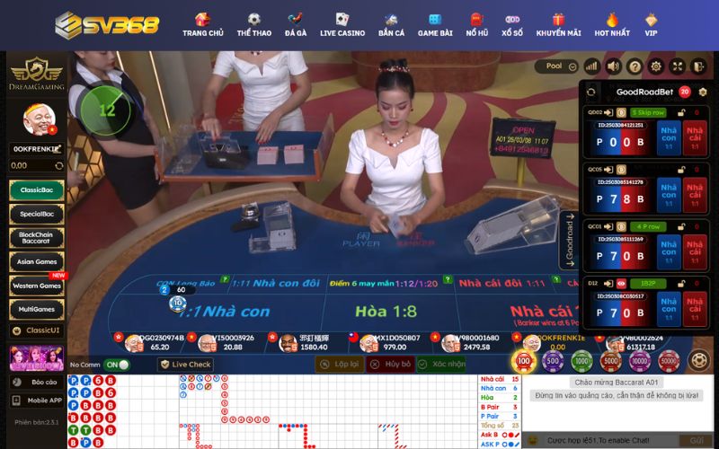 DG Casino SV368 với giao diện đẹp mắt 