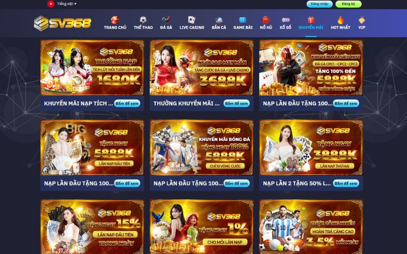 Những khuyến mãi đỉnh cao tại SV368